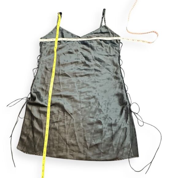 VICTORIA’S SECRET Women’s Gray Green Satin Lace-Up Slip Dress Size Small - Picture 5 of 5